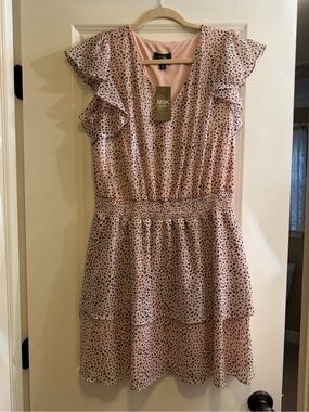 MSK Petites Blush Pink Printed Tiered Ruffle Mini Dress